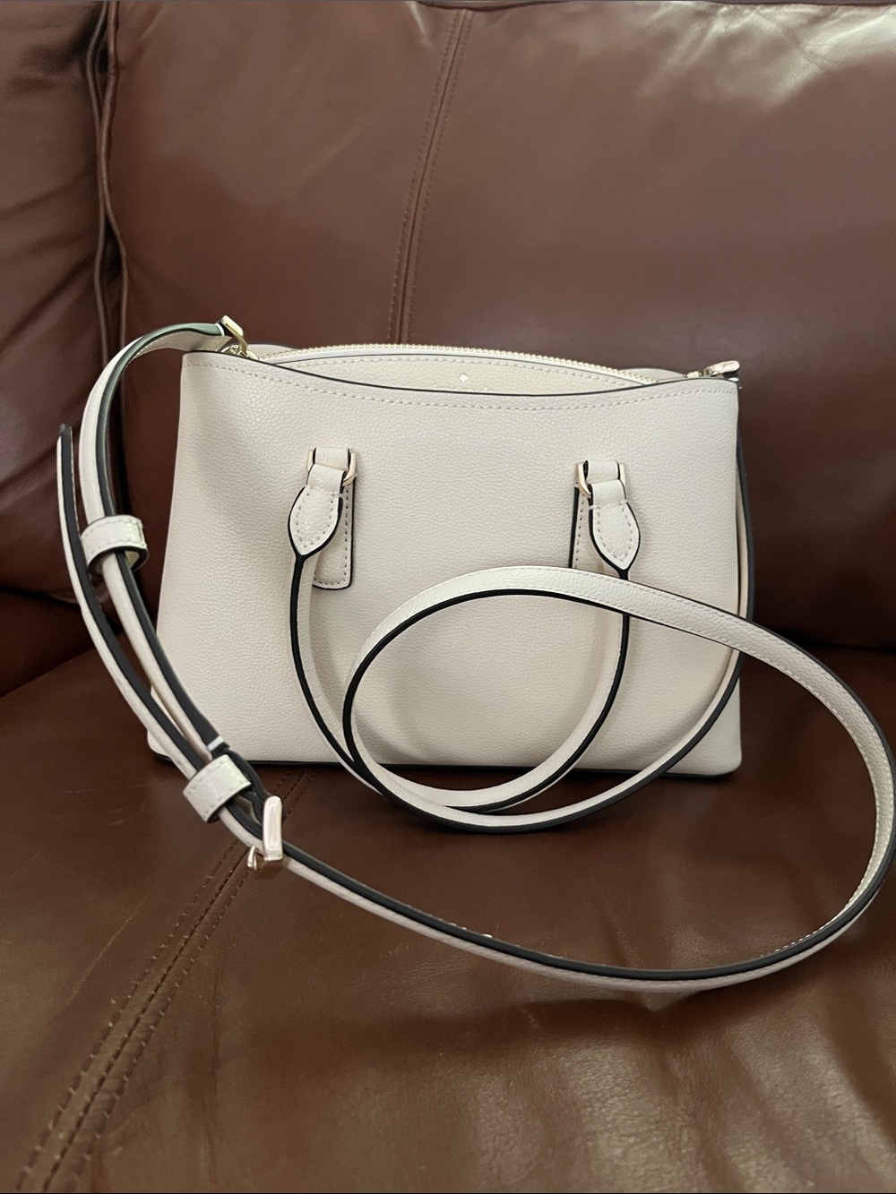 kate spade Pebbled Cream Crossbody Satchel